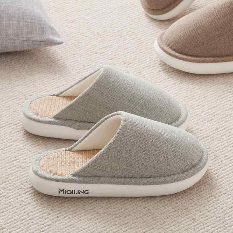 ルームシューズ レディース メンズ 室内 スリッパ 春夏秋冬 リネン 亜麻 防臭 吸汗 厚底 滑り止め 自宅..