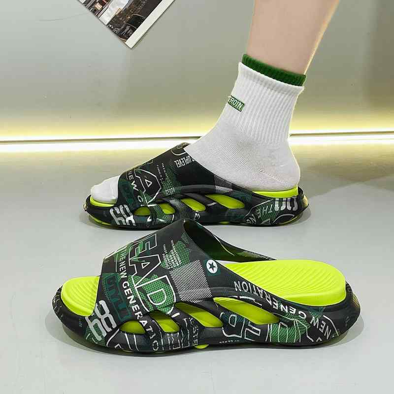 サンダル 男性用 厚底 EVA 滑り止め ビーチサンダル スリッパ 黒緑色 白オレンジ色