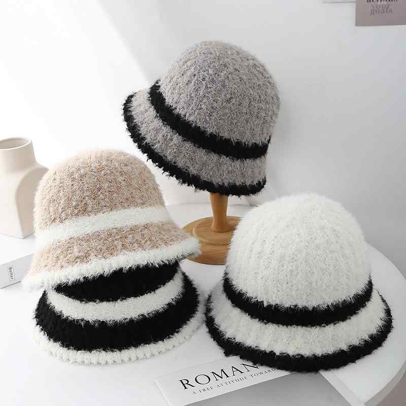 ニット帽 レディース 秋冬 保温 防寒 耳あて付き バケットハット 婦人用 帽子 カジュアル 普段使い ブラック ホワイト カーキ グレー ポリエステル