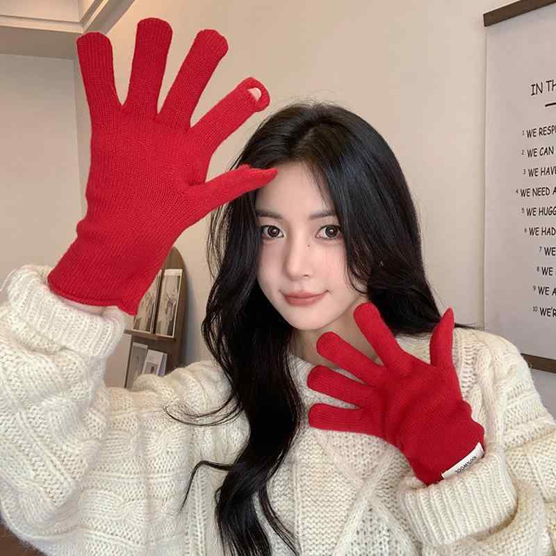 手袋 レディース 冬用 ウール ニット 手袋 スマートフォン対応 無地 高品質 暖かい 学生 マールスグリ..
