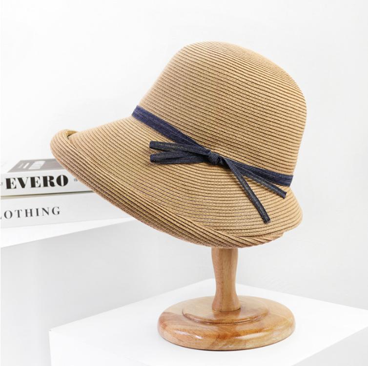 麦わら帽子 レディース レトロ ビーチ帽子 UVカット 日焼け止め 小顔効果 漁夫帽 夏 春夏 帽子 カーキ..