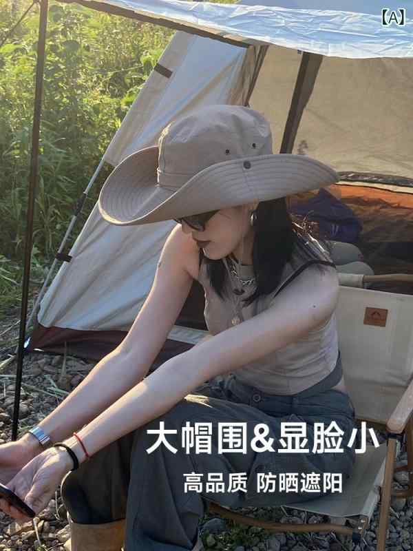 麦わら帽子 レディース アウトドア UVカット 登山 釣り 遮熱 大判 日よけ 帽子 大頭 漁師帽 カーキ ブ..