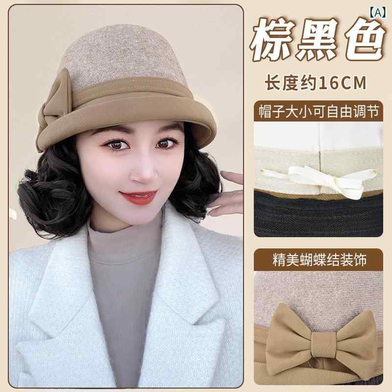 帽子 レディース 秋冬 バケットハット 短い巻き髪 カーリーヘア イメチェン かつら付き 漁師帽 小顔効..