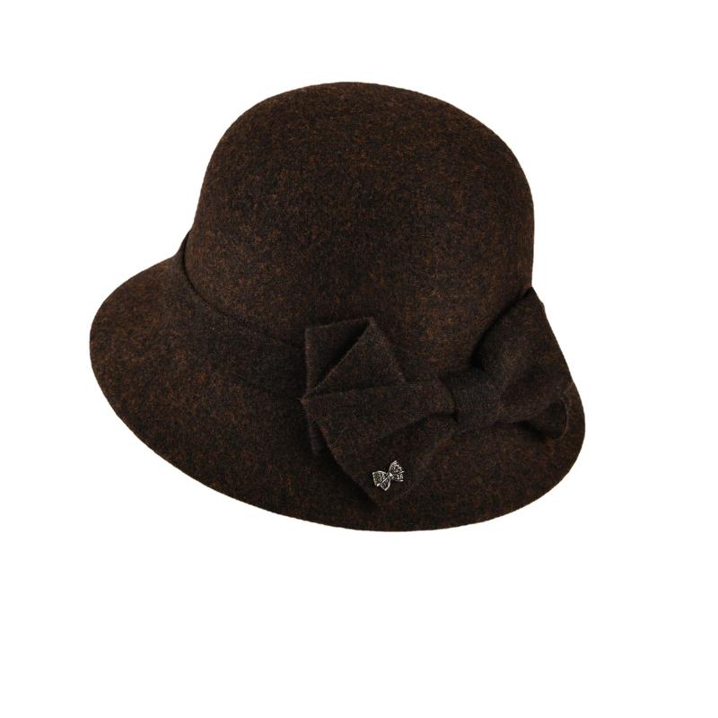 帽子 レディース 秋冬 保温 ウール 漁夫帽 バケットハット レトロ 上品 かわいい 蝶結び あったか ブラ..