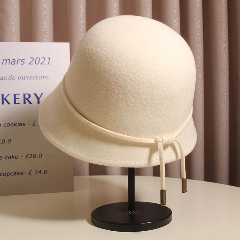 帽子 レディース 秋冬 ウール 漁夫帽 バケットハット 盆帽 礼装帽子 ブローチ付き エレガント 上品 き..