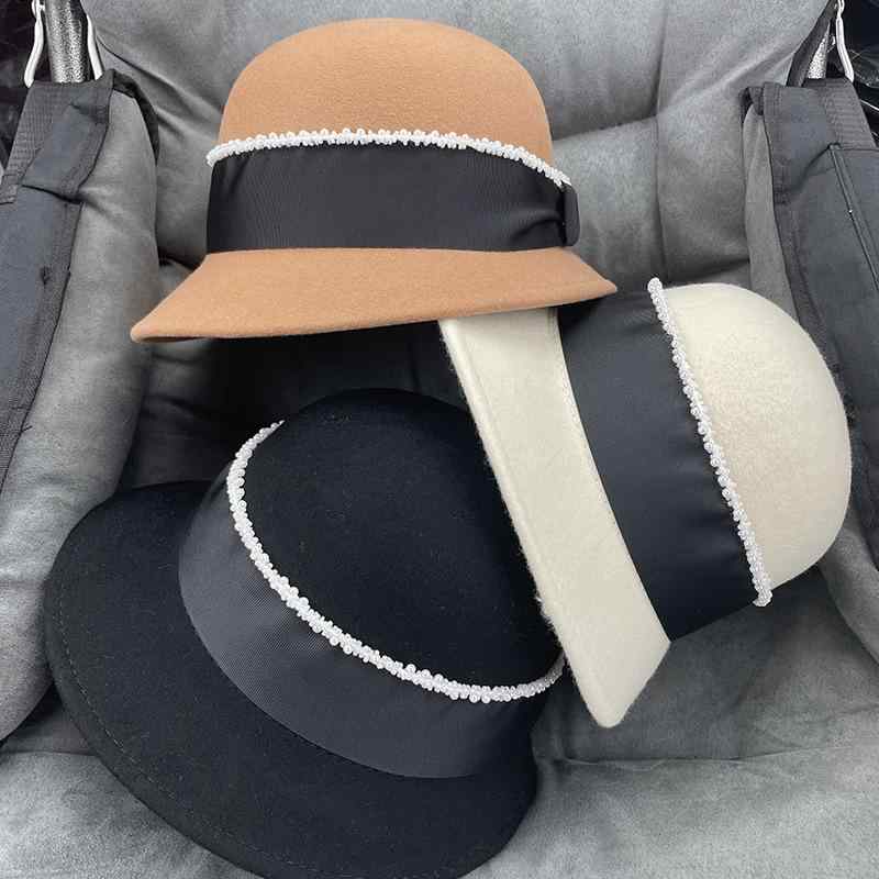 帽子 レディース 羊毛 ウール フェルト ハット 秋冬 防寒 保温 紫外線対策 日よけ つば広 バケットハッ..