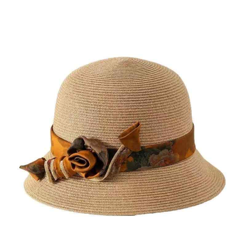 麦わら帽子 レディース 漁夫帽 帽子 日焼け止め UVカット 紫外線対策 アウトドア ビーチ ハット 花柄 ..