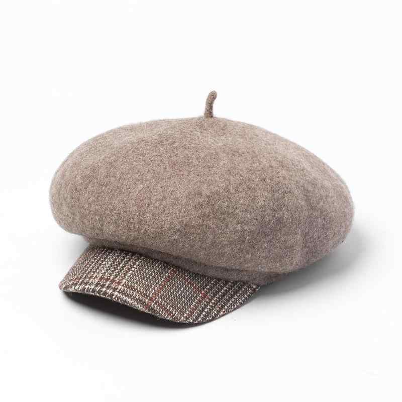ベレー帽 レディース 秋冬 ウール混紡 学生帽 ニュースボーイキャップ 英国風 レトロ あったか 帽子 混色チョコレート2