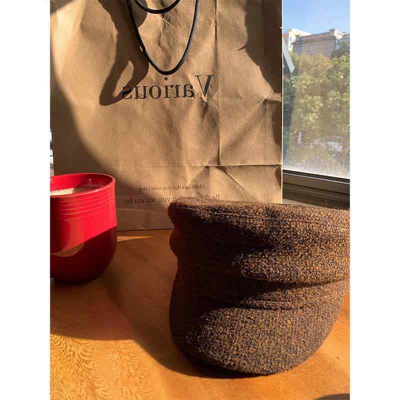 ベレー帽 レディース 秋冬 ウール混紡 八角帽子 小顔効果 カジュアル 普段使い 帽子 コーヒー ブラック2