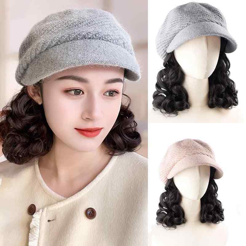 帽子 レディース ファッション 秋冬 中高年 お母さん ウィッグ付き 暖かい キャップ ベレー帽