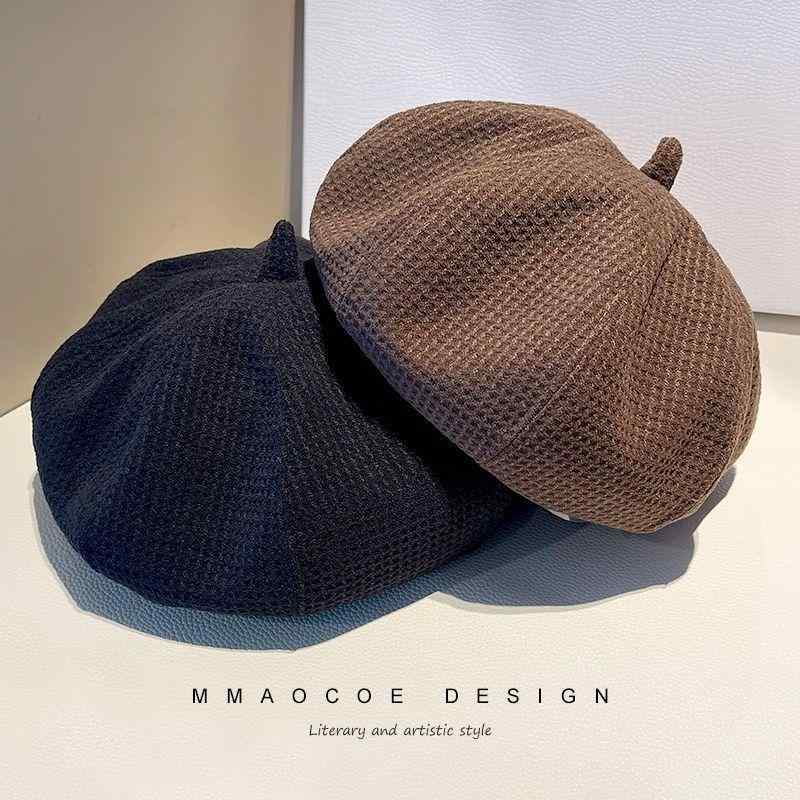 帽子 レディース ベレー帽 春秋 インスタ 人気 南瓜帽 小顔効果 八角帽 画家帽 ブラック チョコレート色 カーキ色 サイズ調整可能