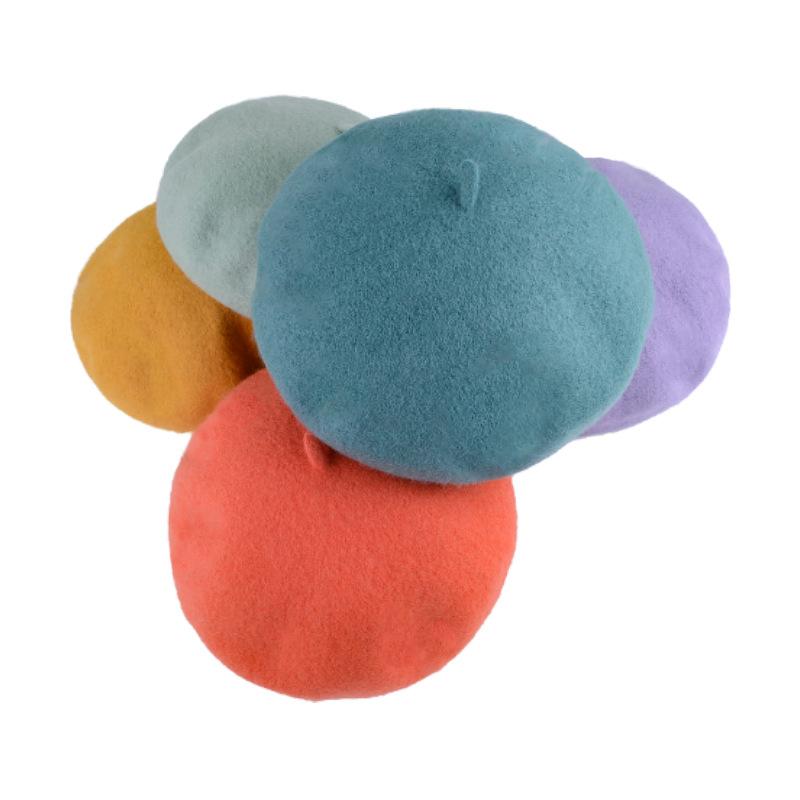 ベレー帽 レディース 秋冬 羊毛 ウール レトロ 韓国風 おしゃれ かわいい 画家 帽子 イエロー ブラック..