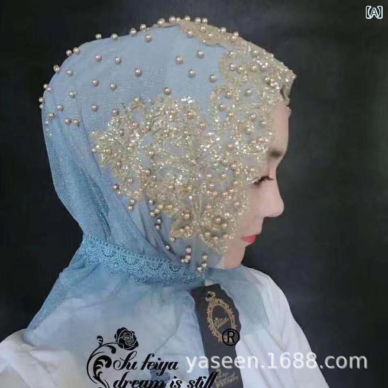 ベレー帽 レディース 帽子 サマー 薄手 ターバン 民族風 スカーフ レース 湖蘭色 黒色 西瓜花