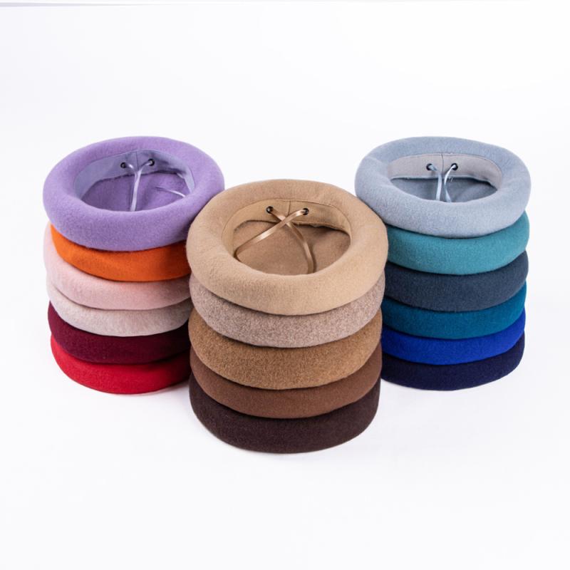 ベレー帽 レディース 秋冬用 ウール 暖かい 帽子 おしゃれ シンプル 無地 防寒 ブラック ベージュ コーヒー色 レッド ブルー グリーン グレー2