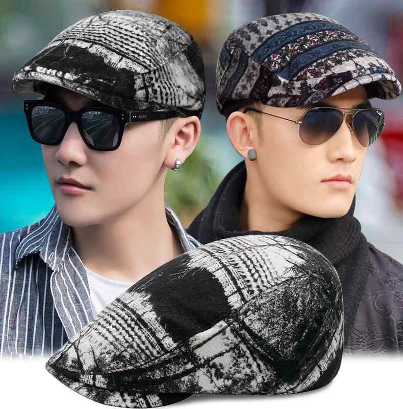 ベレー帽 メンズ レディース 秋冬 防寒 花柄 日よけ キャップ 厚手 ハンチング 帽子 女性用 ファッション 韓国風 画家帽 綿 ポリエステル 混紡 中性 カジュアル 普段使い 舞台 田園 迷彩 灰色 カーキ イエロー ブラック ブルー レッド 調節可2