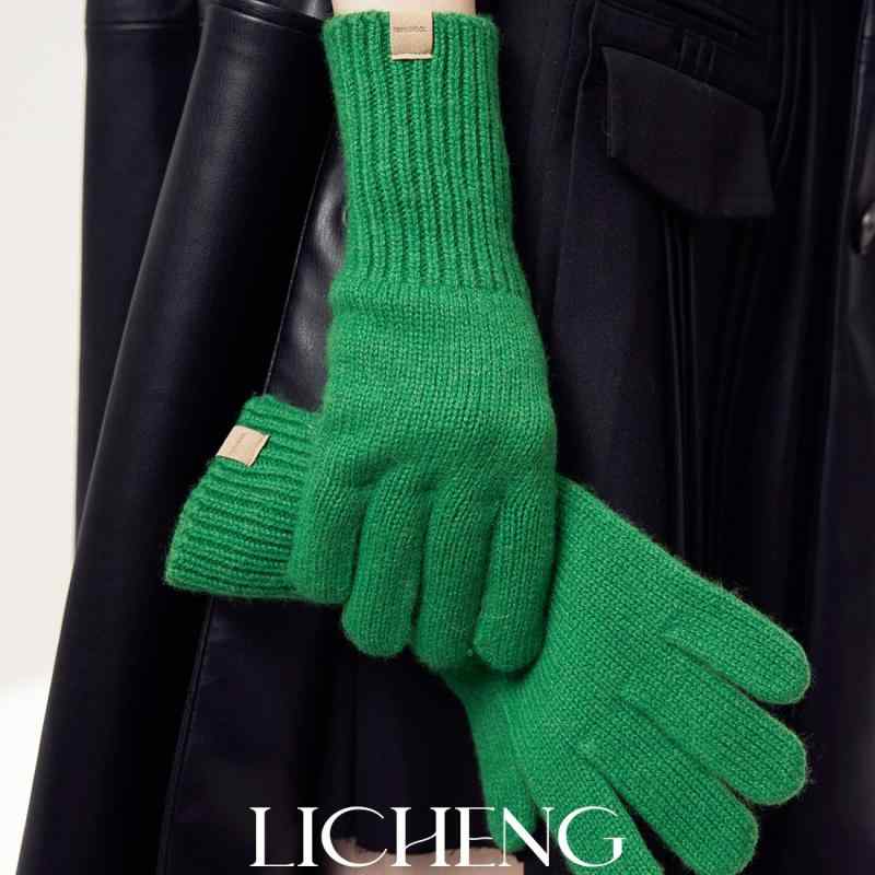 手袋 レディース 秋冬 保温 シームレス ニット ウール 手袋 クリスマスグリーン 南瓜オレンジ ライトグ..