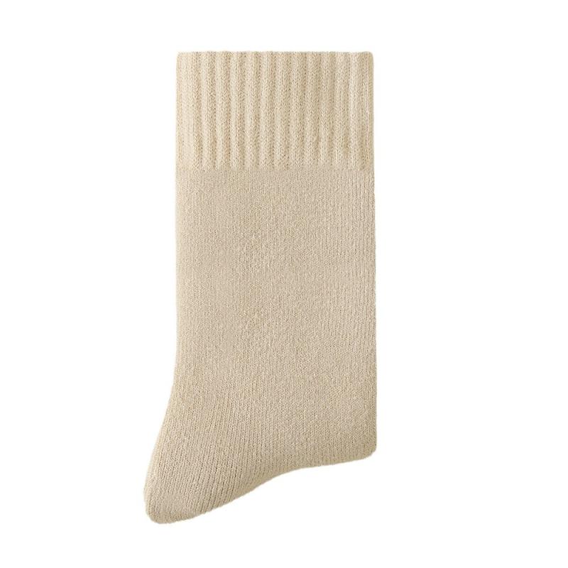 靴下 レディース 秋冬 中筒ソックス 裏起毛 厚手 保温 暖かい 女性用 ゆったり アクリル 無地 黒 白 グレー