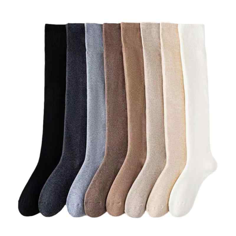 靴下 レディース 秋冬 裏起毛 あったか 厚手 オーバーニーソックス 太もも丈 ハイソックス 美脚 着圧 レッグウォーマー 冷え対策 防寒 スキー スケート 深灰 浅灰 黒色 深咖 浅咖 カーキ 奶白 白色 小腿 ブラック2の商品画像