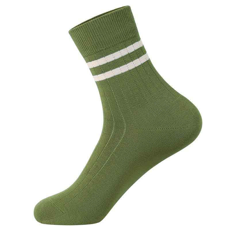 靴下 レディース 中筒ソックス 秋冬 女性用 純色 コットン 日系 学生風 リブ 6足セット 黒 白 紺 グレー