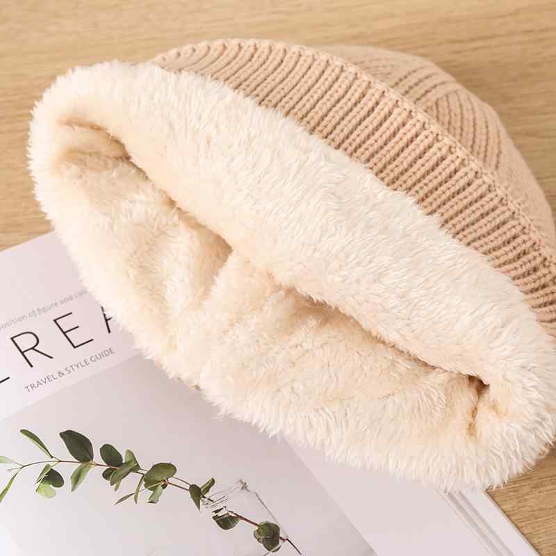 ニット帽 レディース 秋冬 加绒 防風 防寒 保温 ビーニー 护耳 毛糸 卷边 スキー スケート アウトドア ..