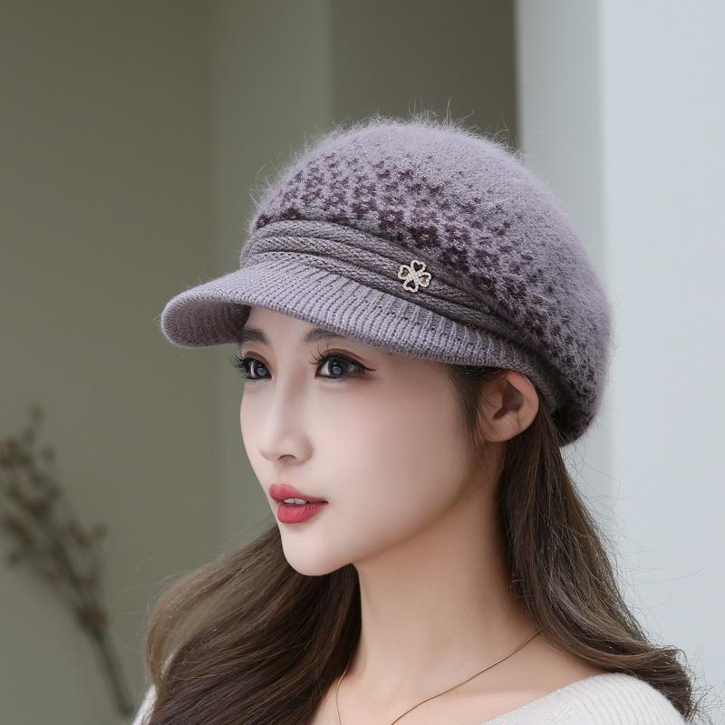 帽子 レディース 秋冬 ニット帽 婦人 ミセス あったか 暖かい 防寒 円形 伸縮性 ウール 兔毛 ゆったり ..