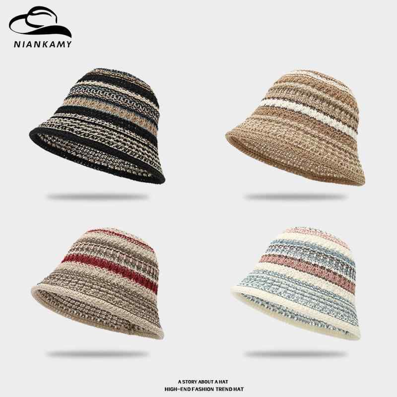 麦わら帽子 レディース 春夏 ニット 透かし編み バケットハット 小顔効果 紫外線対策 日焼け防止 旅行用 漁師帽 ブラック カーキ ワインレッド ベージュ ライトブルー ファッション OL・製品カテゴリ: 水桶帽・適合シーズン: 春、夏・帽子のトップスタイル: ラウンドトップ・帽子のつばのスタイル: つばなし・カラー: ブラック、カーキ、ワインレッド、ベージュ、ライトブルー・機能: 日焼け防止、通気性、遮光・生地: ポリエステル・スタイル: ファッションOL・加工技術: ニット、機械刺繍・流行の要素: 無し