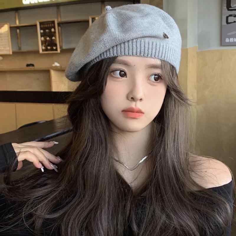 帽子 レディース ベレー帽 ニット帽 秋冬 小顔効果 カジュアル 画家帽 毛糸 日よけ 紫外線対策 ブラック アイボリー グレー ピンク系 レッド2(4)