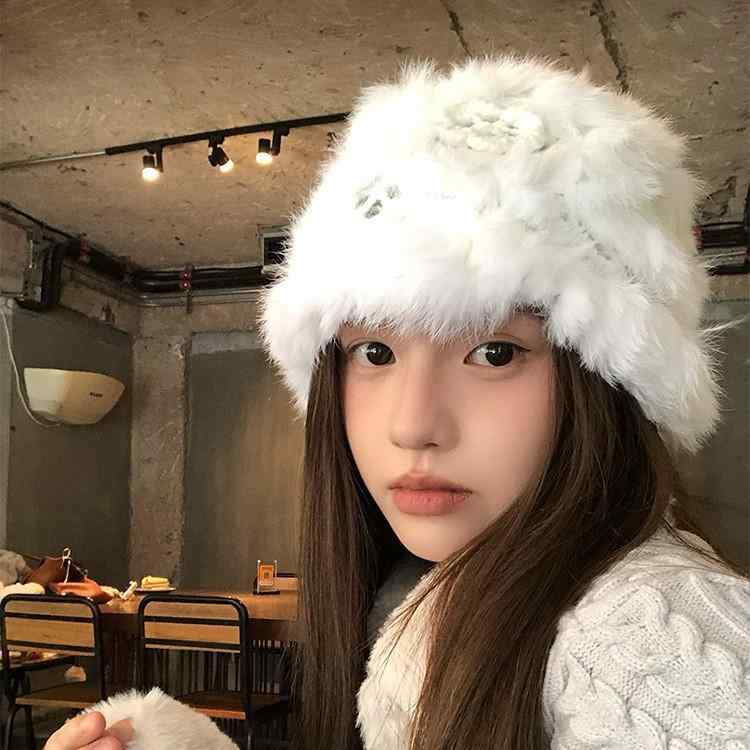 ニット帽 レディース 秋冬 加厚 保温 ウール混 漁夫帽 バケットハット 小顔効果 あったか かわいい 白..