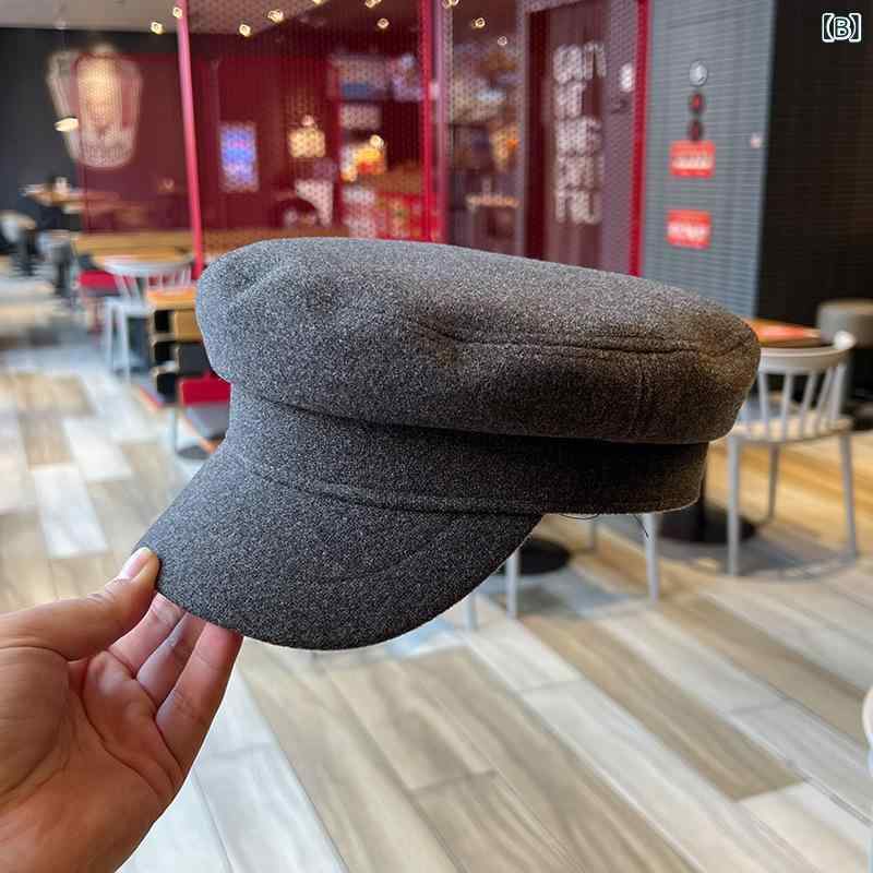 帽子 レディース 秋冬 ベレー帽 毛呢 日系 八角帽 ファッション カジュアル 防寒 保温 小顔効果 ブラック グレー アイボリー カーキ