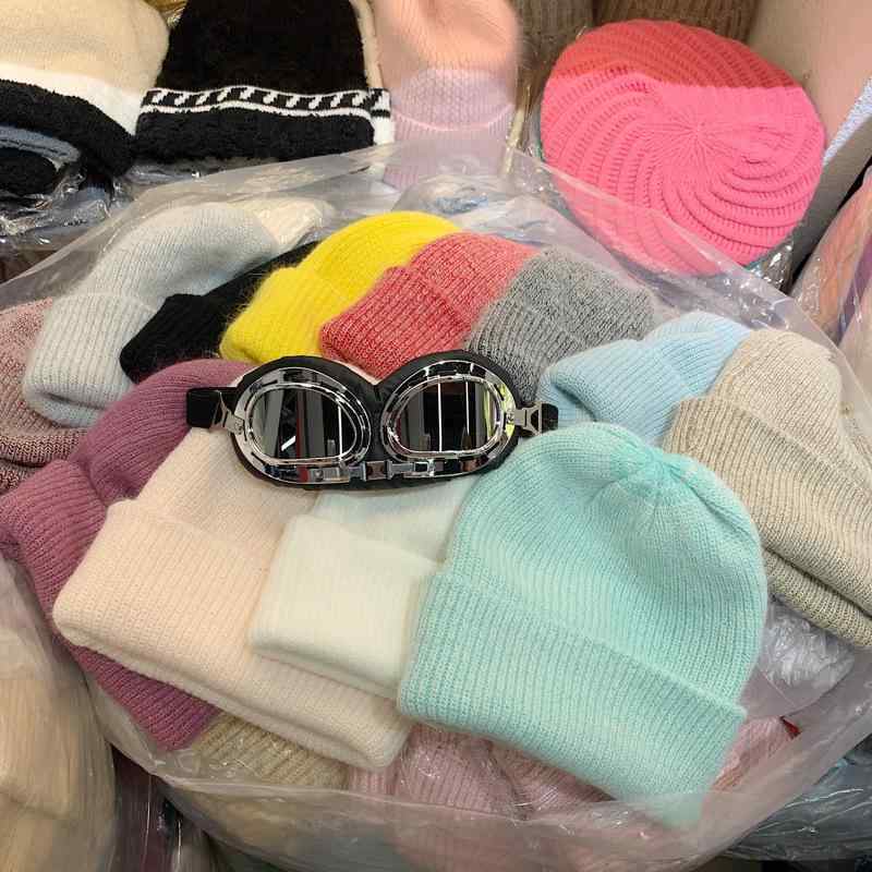 ニット帽 レディース 秋冬 防寒 暖かい 兎毛風 墨鏡 ガーリー かわいい 小顔効果 ブラック ピンク系2