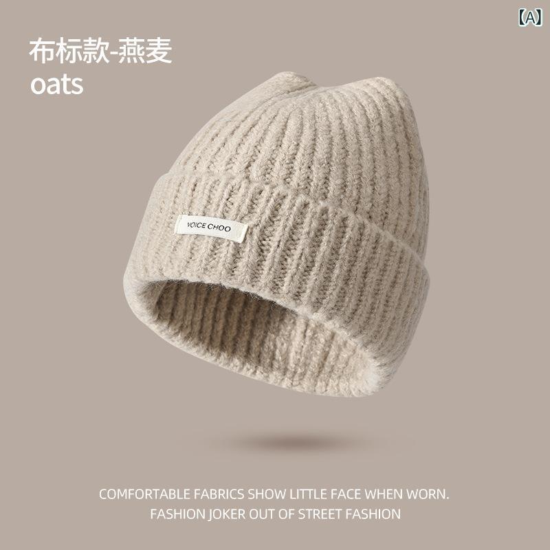 ニット帽 レディース 秋冬 大頭 粗編み 暖かい 防寒 小顔効果 ビーニー 桃色 ピンク系 耳あて付き2