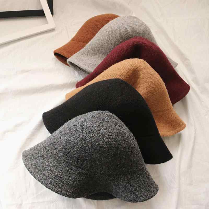 帽子 レディース ニット バケットハット ウール 秋冬 折りたたみ 無地 漁師帽 小顔効果 防寒 保温 ブラ..