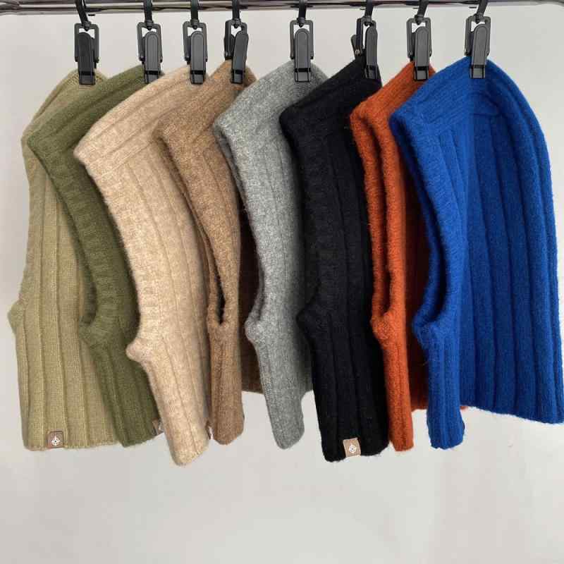 2ニット帽 レディース 秋冬 羊毛 バラクラバ ネックウォーマー 灰色 ブラック ブルー オリーブグリーン ライト抹茶 ミックスカラー コーヒー 柿色 保温 防風 ヨーロッパ 南米 北米 東北アジア 中東 ins風 個性派