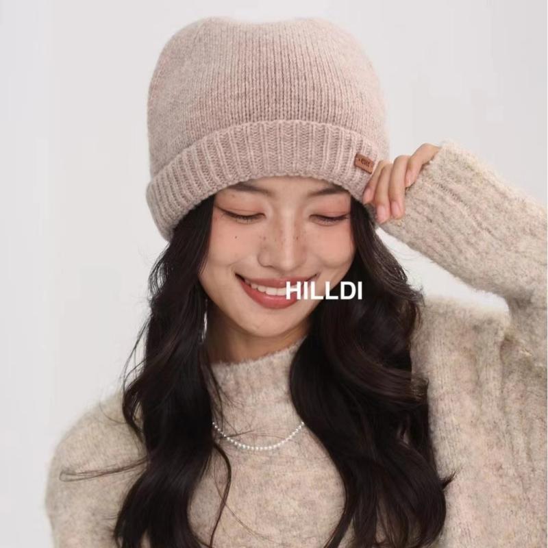 ニット帽 レディース 秋冬用 全羊毛 瓜皮帽子 防寒 保温 ビーニー 56-58cm 栗棕 驼色 ブラック ワインレッド ダークグレー2