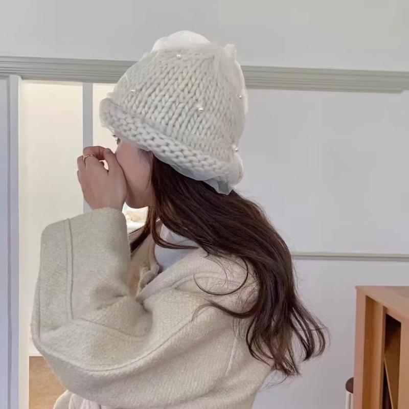 ニット帽 レディース 秋冬 防寒 パール メッシュ 厚手 ウール 帽子 かわいい おしゃれ ベージュ 暖かい 淘宝 京东 eBay アマゾン SHEIN 速卖通2