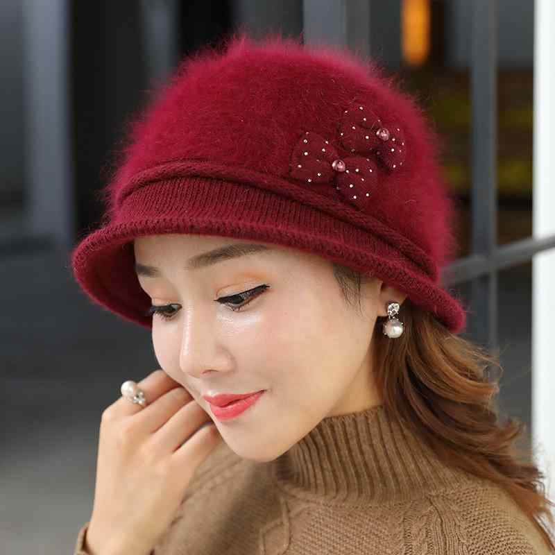 帽子 レディース 秋冬 ニット帽 兔毛 暖かい 母の日 ファッション ニット 毛糸2