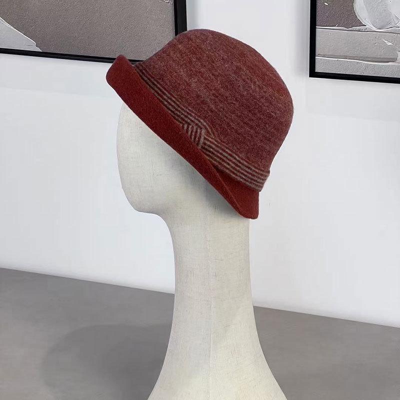 帽子 レディース 秋冬 条纹 ウール ニット 渔夫帽 おしゃれ ハット 女性用 英伦 复古 黄色 ブラック コ..