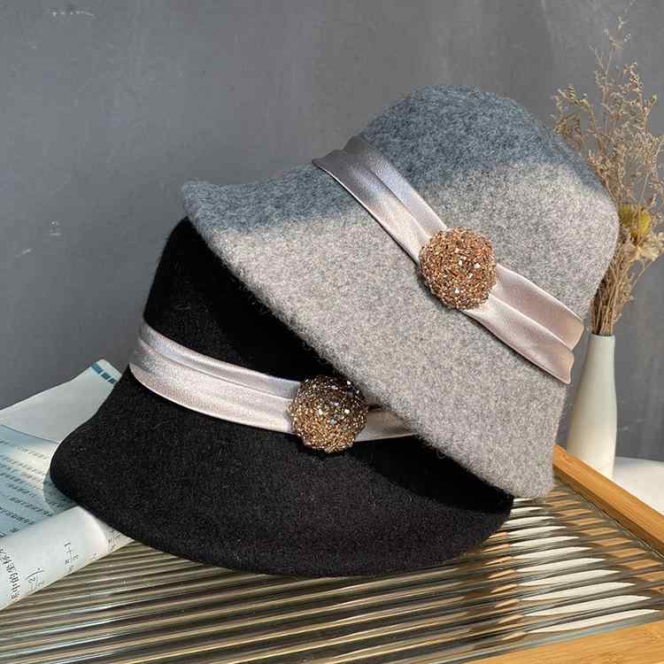 帽子 レディース 秋冬 保温 ウール ニット バケットハット おしゃれ エレガント カジュアル 酒紅 米色 ..