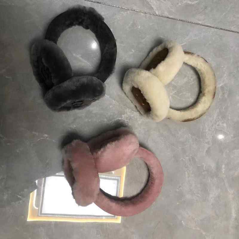 イヤーマフ 防寒具 レディース メンズ ユニセックス 羊毛 本革 耳あて 灰色 ブラウン ピンク ブラック ..