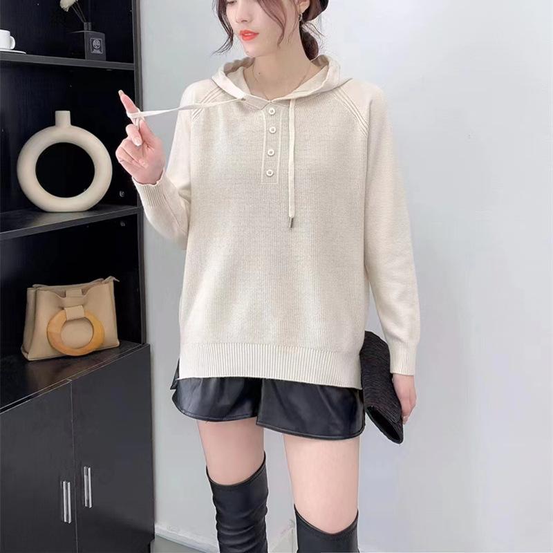 ニット レディース 帽子付き トップス 長袖 プルオーバー カットソー カジュアル きれいめ フェミニン ..