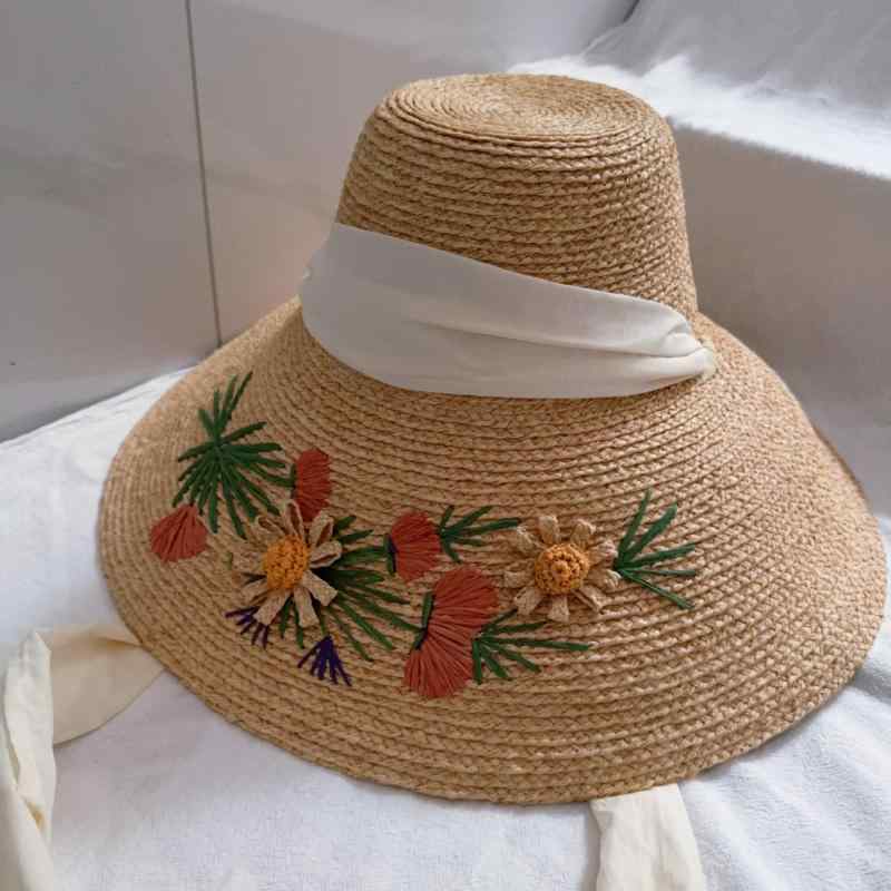 麦わら帽子 レディース 春夏 つば広 日焼け防止 UVカット 紫外線対策 手編み 草編み ハット 帽子 ハー..
