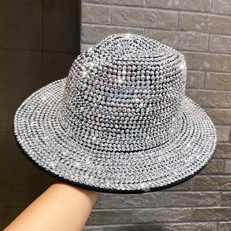 帽子 レディース 秋冬 ウール ジャズ帽 キラキラ ビジュー ブローチ付き 礼装帽子 舞台衣装 パーティー..