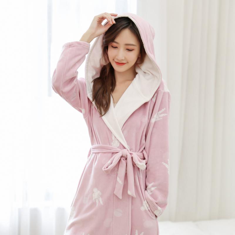 パジャマ レディース 秋冬 海島絨(シマウール) バスローブ 長袖 ルームウェア 部屋着 あったか 保温 カップル ペア