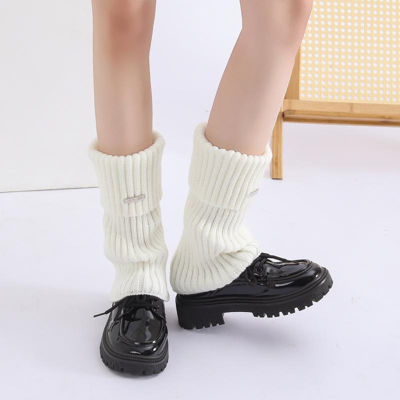 靴下 レディース ソックス レッグウォーマー ニット ケーブル編み 無地 暖かい 冷え取り 冷え対策 春夏 秋冬 白 黒