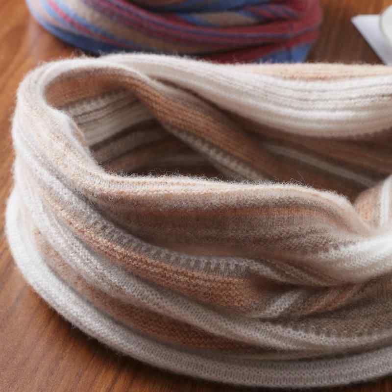 マフラー ネックウォーマー 秋冬 男女兼用 ウール 厚手 防寒 保温 ストライプ スヌード メンズ レディ..