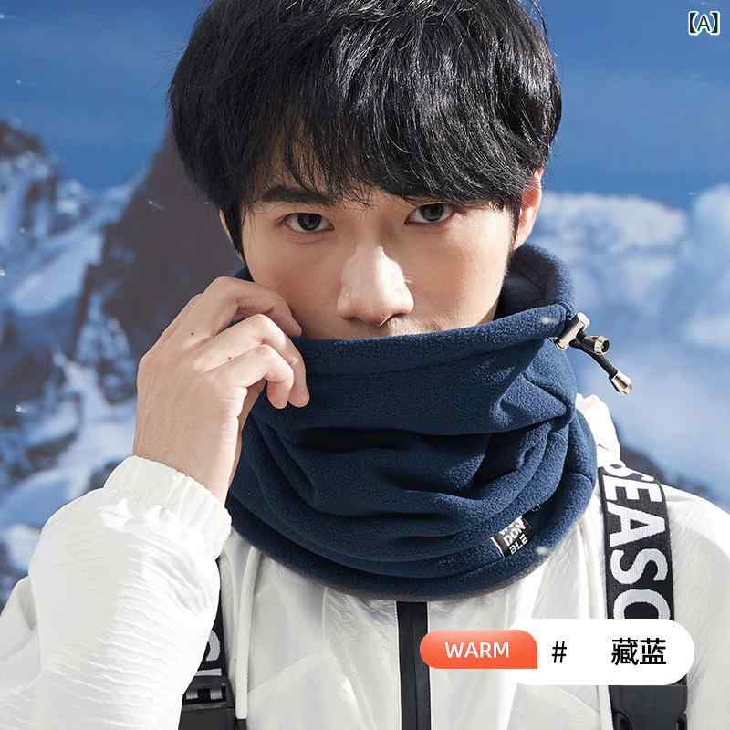 マフラー 男性用 女性用 秋冬 防寒 保温 ニット スヌード ネックウォーマー 学生 無地 黒 ブラック 深グレー 紺 ネイビー