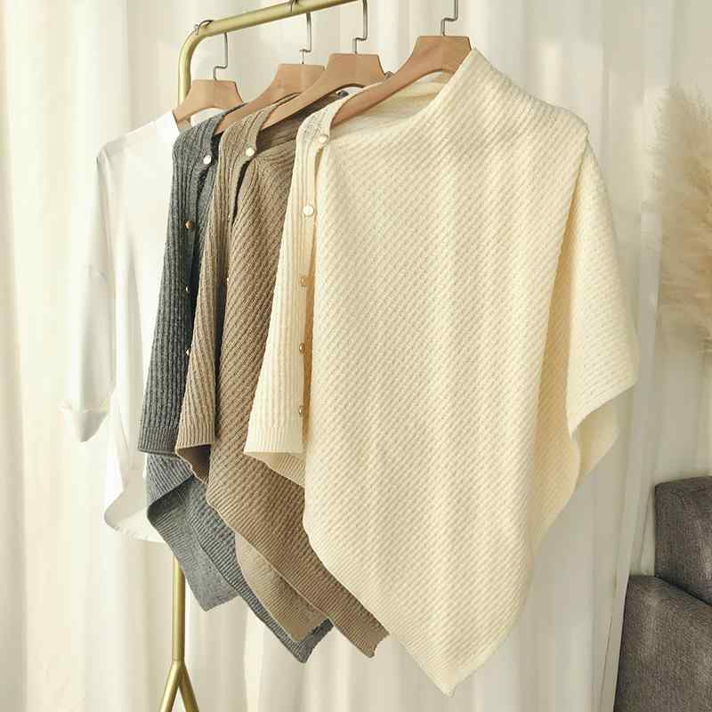 ストール レディース ニット ポンチョ 秋冬 格子柄 大判 マフラー ショール カーキ ブラック グレー キャメル オフホワイト ダークチョコレート パイングリーン あったか おしゃれ かわいい 旅行 お出かけ