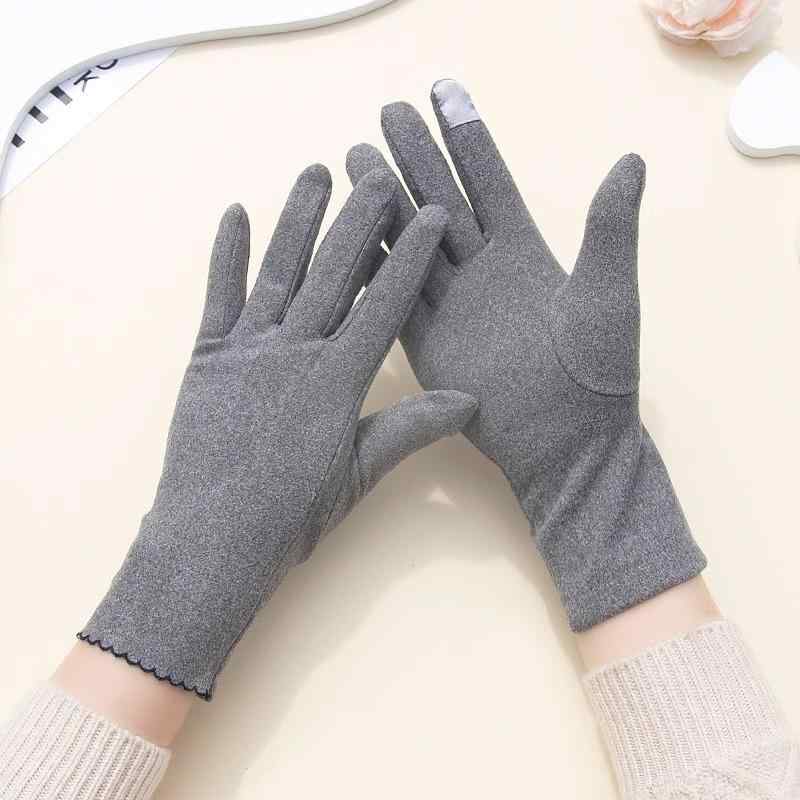 手袋 レディース 女性用 手袋 ファッション小物 保温 秋冬 灰色 黒色 コーヒー 桃色 纯色 通勤 普段使い(4)