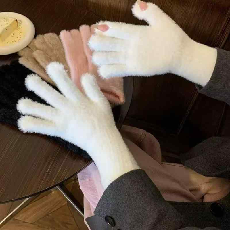 手袋 レディース スマートフォン対応 防寒 グローブ 秋冬 学生 タッチパネル対応 ミンクファー 手袋 乳白色 ピンク ブラック キャメル