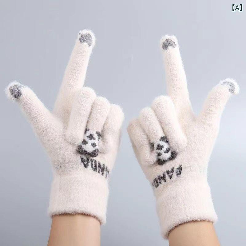 手袋 レディース かわいい ニット 秋冬 防寒 スマートフォン対応 アクリル 学生 女性用 ミトン 手袋 フ..